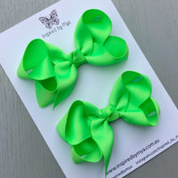 Boutique Bow Piggy Pair - Neon Lime Green