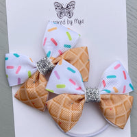 Elastic Bow Piggy Pair - Ice Cream