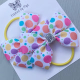 Elastic Bow Piggy Pair - Rainbow Spots