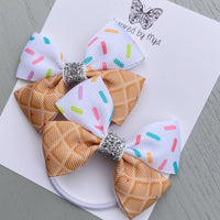 Elastic Bow Piggy Pair - Ice Cream