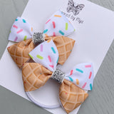 Elastic Bow Piggy Pair - Ice Cream