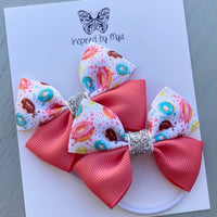 Elastic Bow Piggy Pair - Donuts