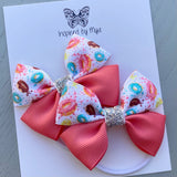 Elastic Bow Piggy Pair - Donuts