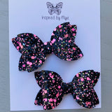 Small Alani Piggy Clip Pair - Black & Pink Mix Glitter