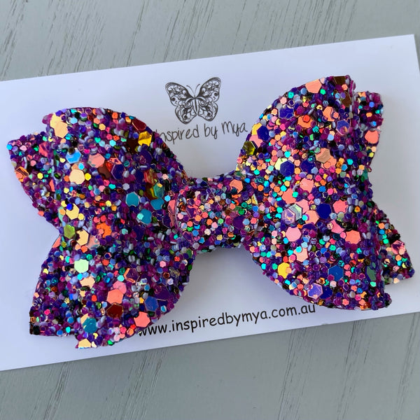 Alani Bow - Rainbow Purple Glitter