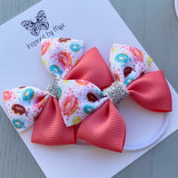 Elastic Bow Piggy Pair - Donuts