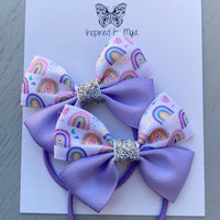 Elastic Bow Piggy Pair - Rainbows