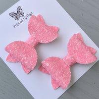 Small Mariah Piggy Clip Pair - Pink Sugar Glitter