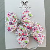 Elastic Bow Piggy Pair - Butterflies