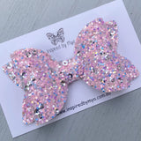 Alani Bow - Pink Blue & Silver Sequin Sparkles Glitter