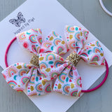 Elastic Bow Piggy Pair - Rainbows