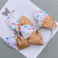 Elastic Bow Piggy Pair - Ice Cream