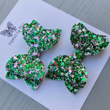 Small Alani Piggy Clip Pair - Green Pink Mix Glitter