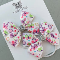 Elastic Bow Piggy Pair - Butterflies