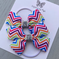 Elastic Bow Piggy Pair - Rainbow