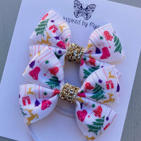 Elastic Bow Piggy Pair - Christmas