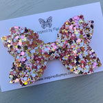 Alani Bow - Pink Gold White Glitter