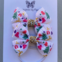 Elastic Bow Piggy Pair - Christmas