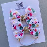 Elastic Bow Piggy Pair - Christmas