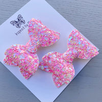 Small Alani Piggy Clip Pair - Pink & Peach Glitter