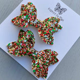 Small Mariah Piggy Clip Pair - Christmas Glitter