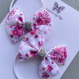 Elastic Bow Piggy Pair - Floral