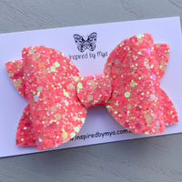 Alani Bow - Coral Pink Glitter