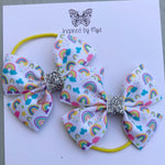 Elastic Bow Piggy Pair - Rainbows