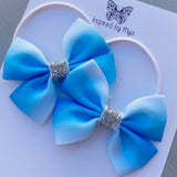 Elastic Bow Piggy Pair - Blue Ombré