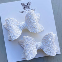 Small Mariah Piggy Clip Pair - White Glitter