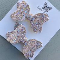 Small Mariah Piggy Clip Pair - Iridescent Almond Glitter