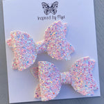 Small Mariah Piggy Clip Pair - Pink, White & Purple Glitter