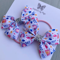 Elastic Bow Piggy Pair - Rainbows