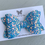 Alani Bow - Blue Rainbow Glitter