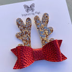 Airlie Bow - Red & Rose Gold Reindeer