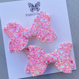 Small Alani Piggy Clip Pair - Pink & Peach Glitter