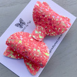 Alani Bow - Coral Pink Glitter