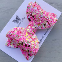 Alani Bow - Pink & Gold Mix Glitter