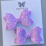 Small Mariah Piggy Clip Pair - Lilac Pink Glitter