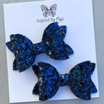 Small Mariah Piggy Clip Pair - Navy Blue Glam Glitter