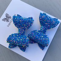 Small Mariah Piggy Clip Pair - Rainbow Blue Glitter