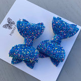 Small Mariah Piggy Clip Pair - Rainbow Blue Glitter