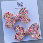 Small Mariah Piggy Clip Pair - Rainbow Sprinkles Glitter