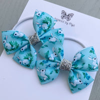 Elastic Bow Piggy Pair - Bunny Rabbits