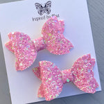 Small Mariah Piggy Clip Pair - Iridescent Pink Glitter