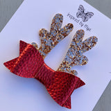 Airlie Bow - Red & Rose Gold Reindeer
