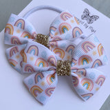 Elastic Bow Piggy Pair - Boho Rainbows