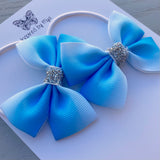 Elastic Bow Piggy Pair - Blue Ombré