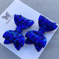 Small Mariah Piggy Clip Pair - Royal Blue Glitter