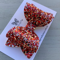 Alani Bow - Red & Rose Gold Christmas Glitter